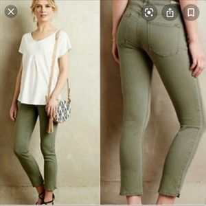 Anthropologie Pilcro olive straight leg ankle jean